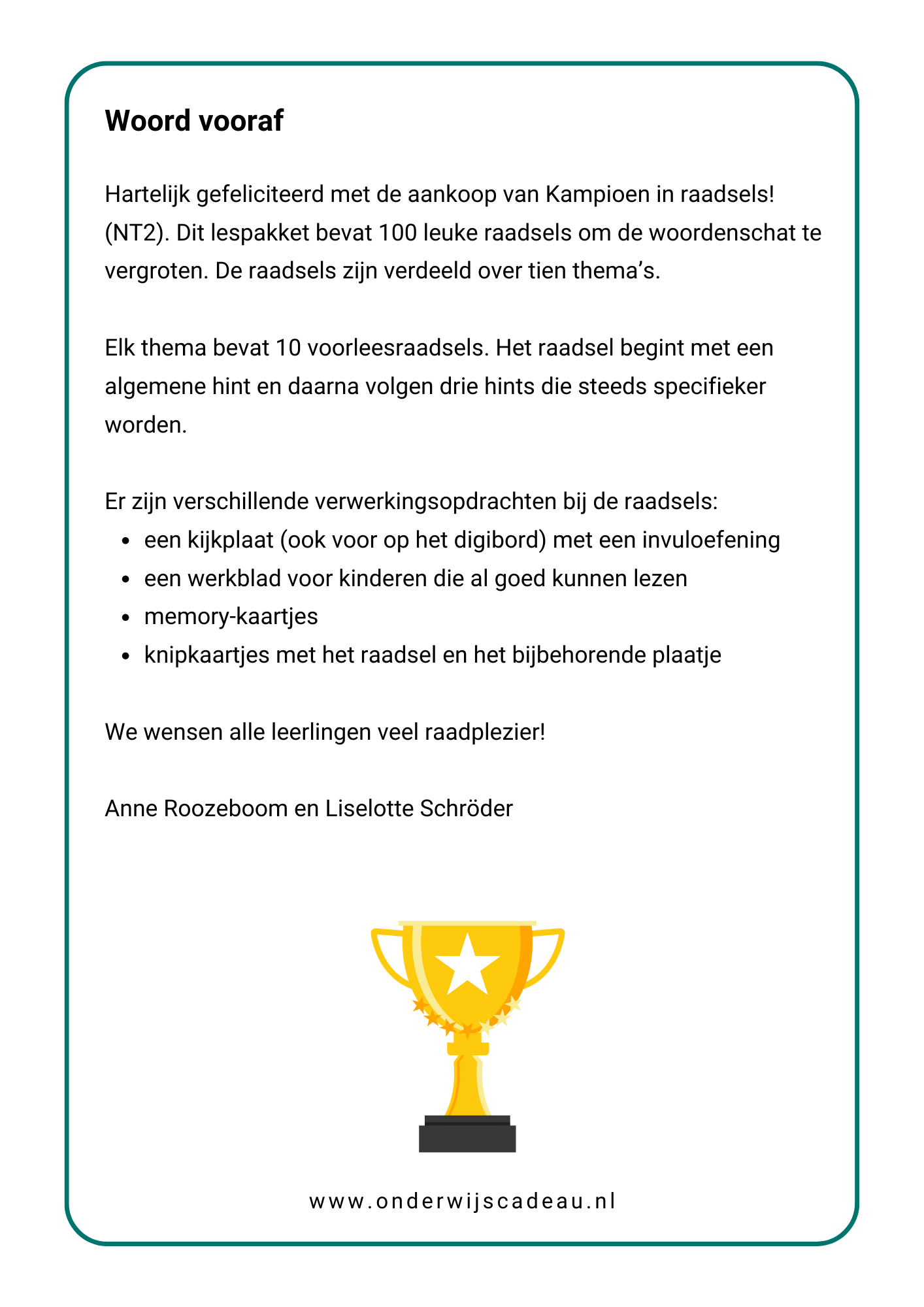 Kampioen in raadsels! - NT2 - Deel 1