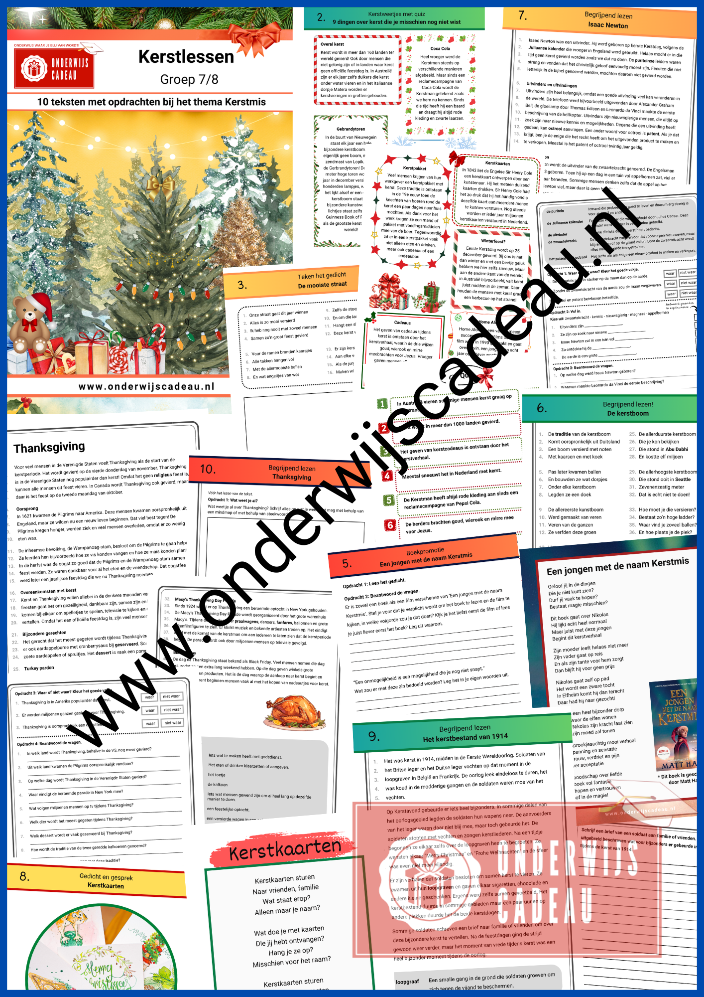 Kerstlessen - Groep 7/8 - 10 teksten met opdrachten bij het thema Kerstmis