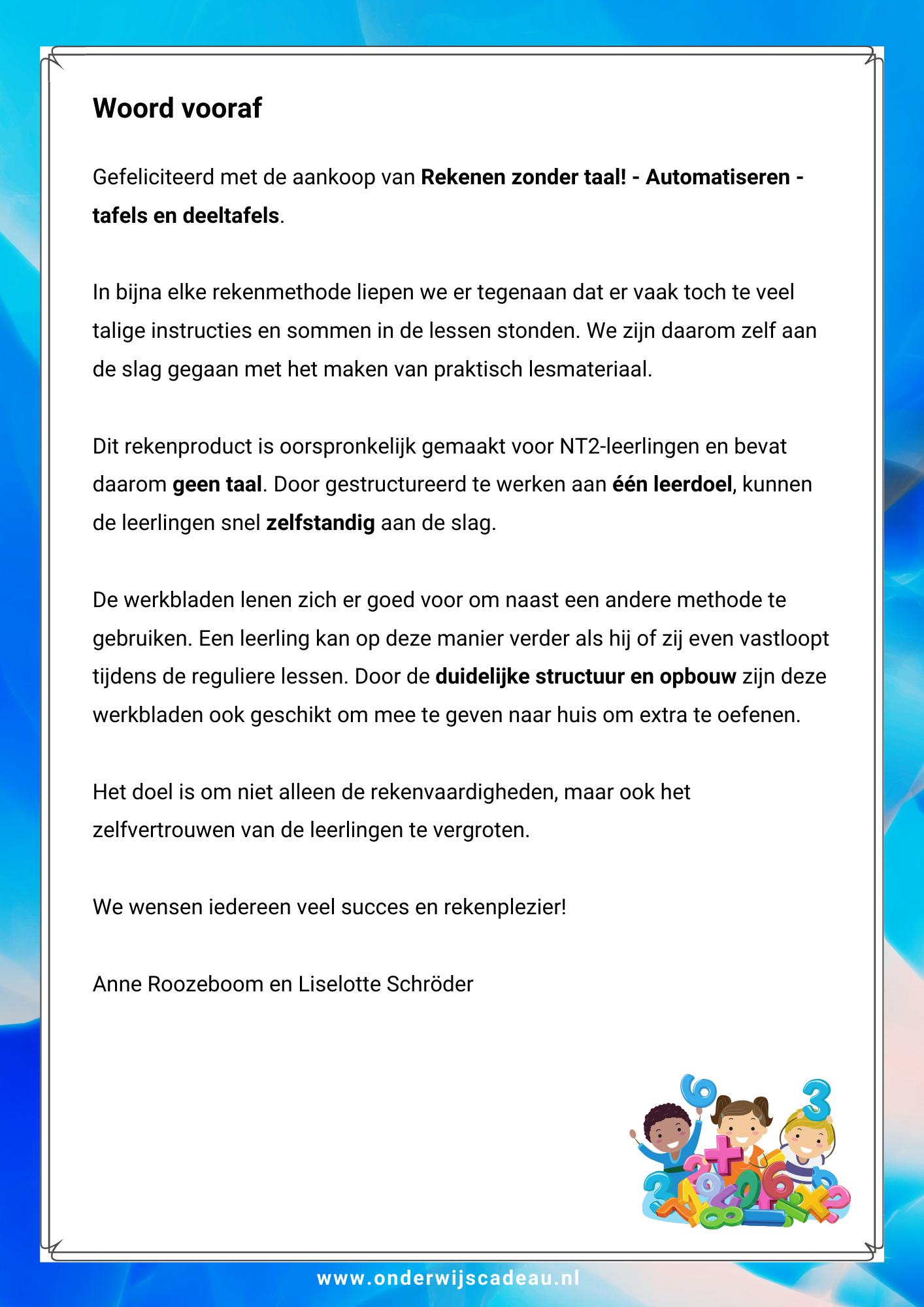 Rekenen zonder taal - Automatiseren - tafels en deeltafels