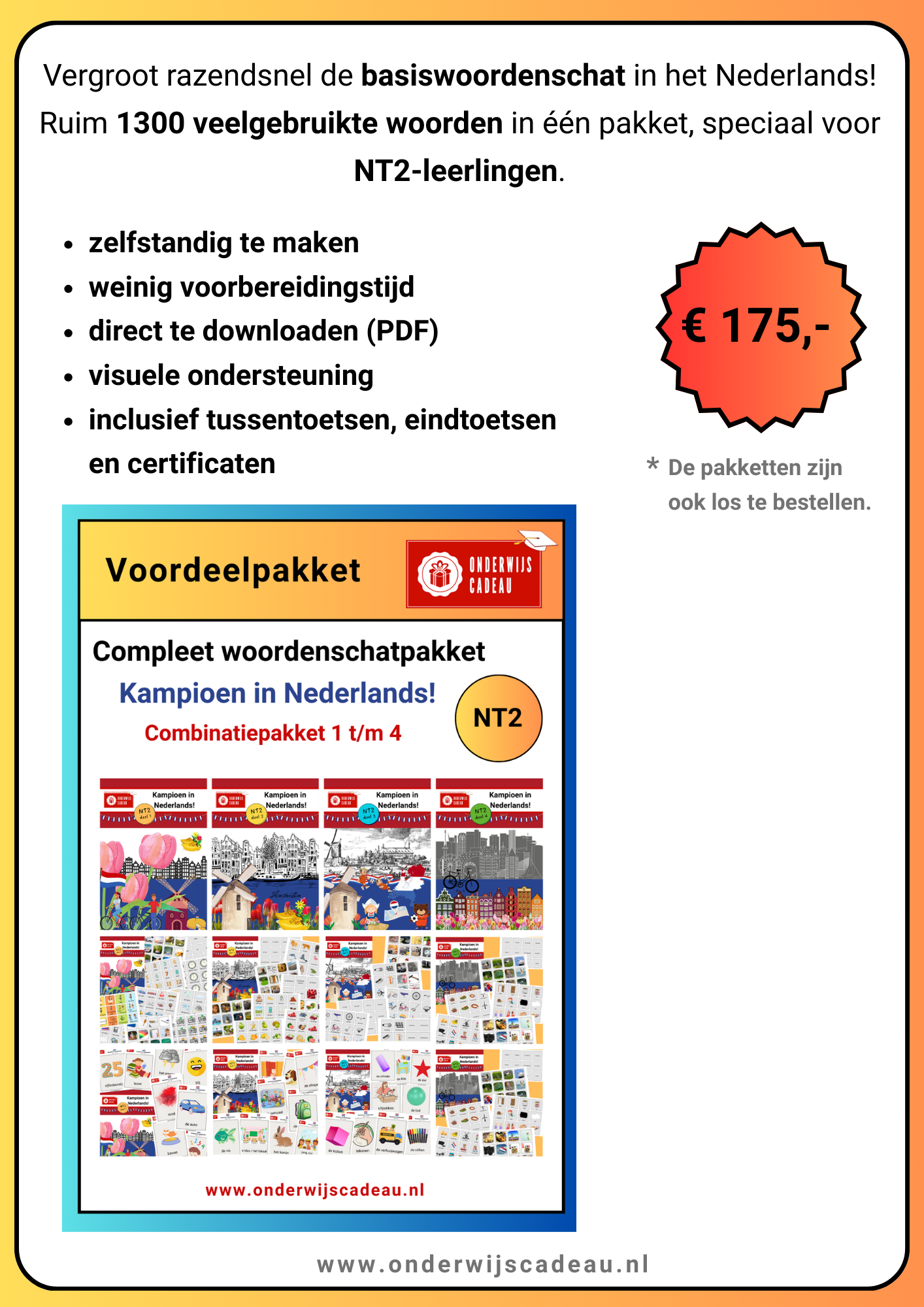 Compleet woordenschatpakket - NT2 - Kampioen in Nederlands!