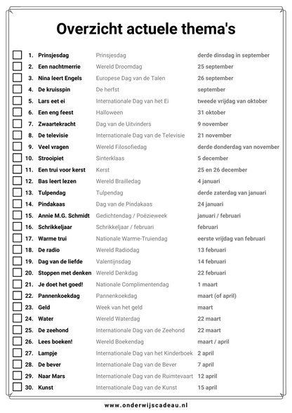 50 teksten van de week (Groep 3/4)