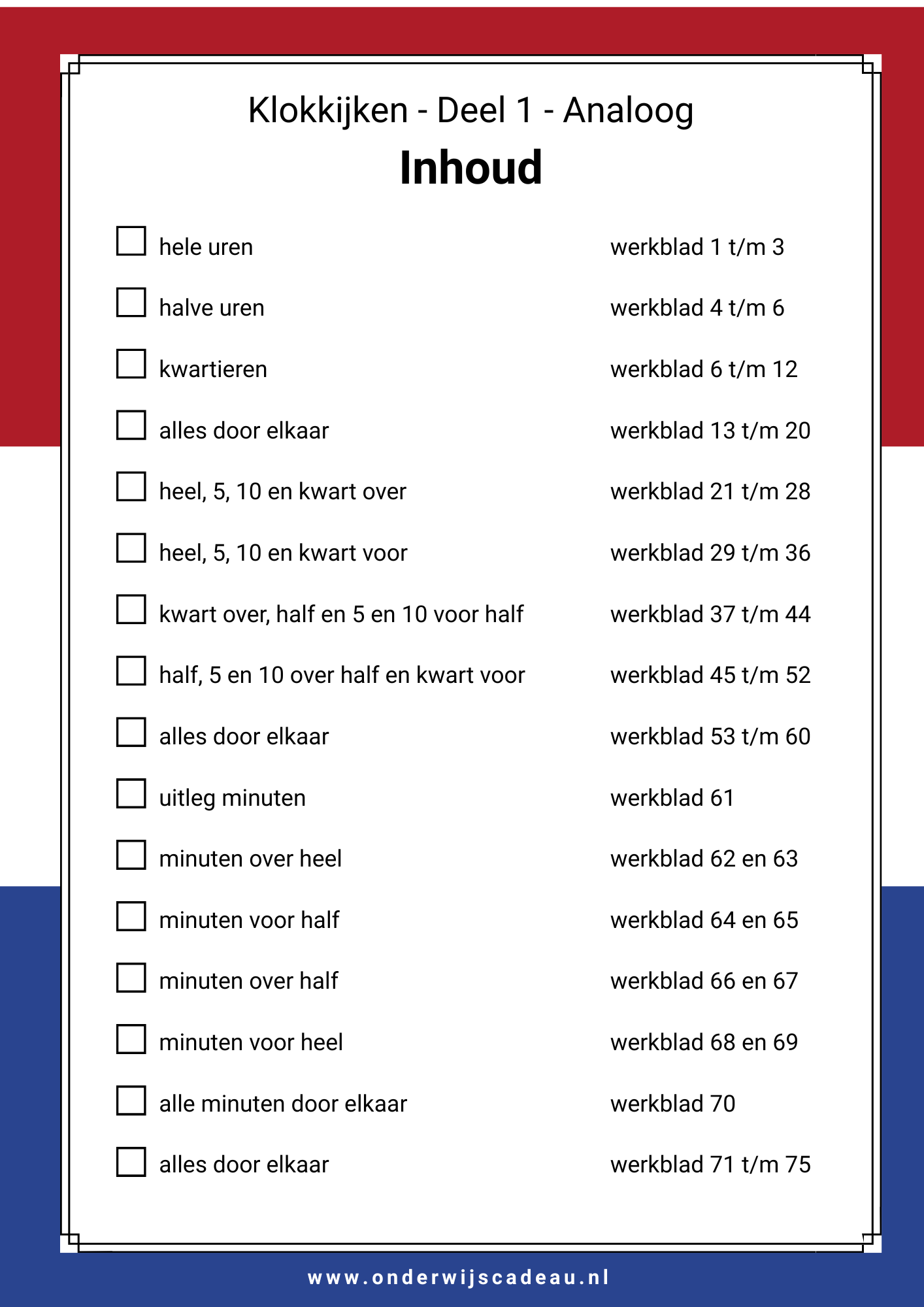 Klokkijken (NT2) - Deel 1 (Analoog)
