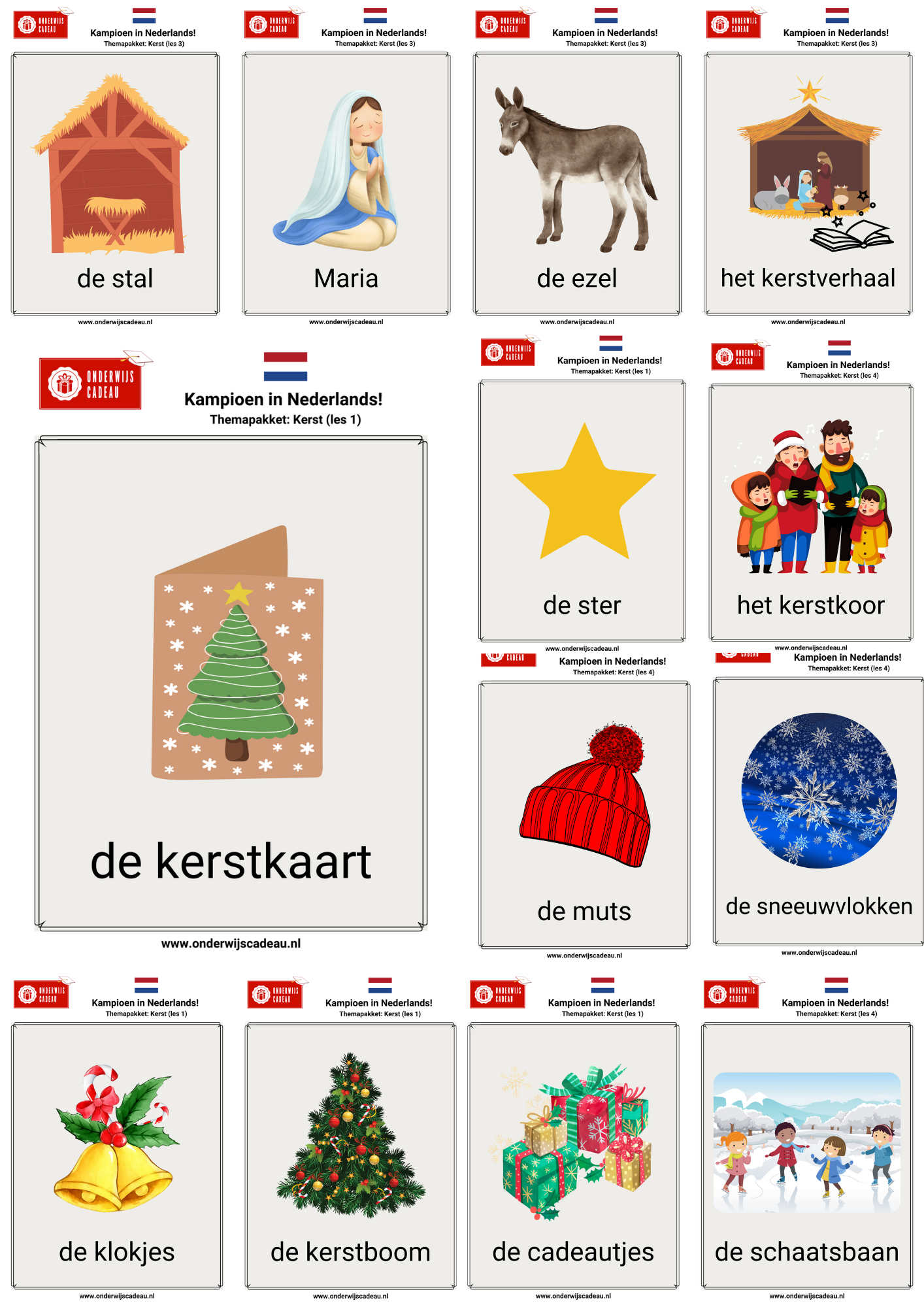 Kerst (NT2) - Woordkaarten en memory