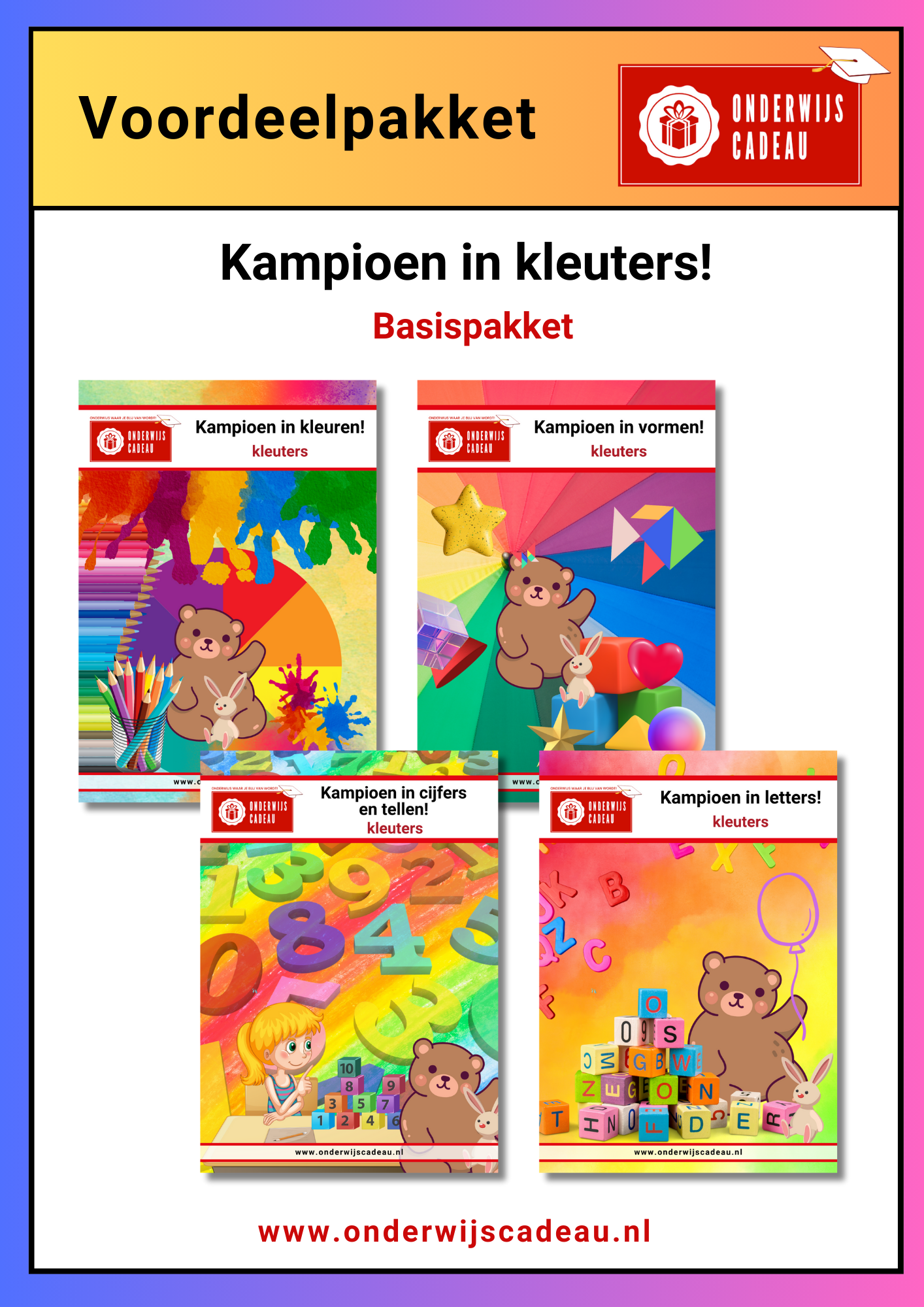 Voordeelpakket: Basispakket kleuters - kleuren, vormen, cijfers en tellen, letters