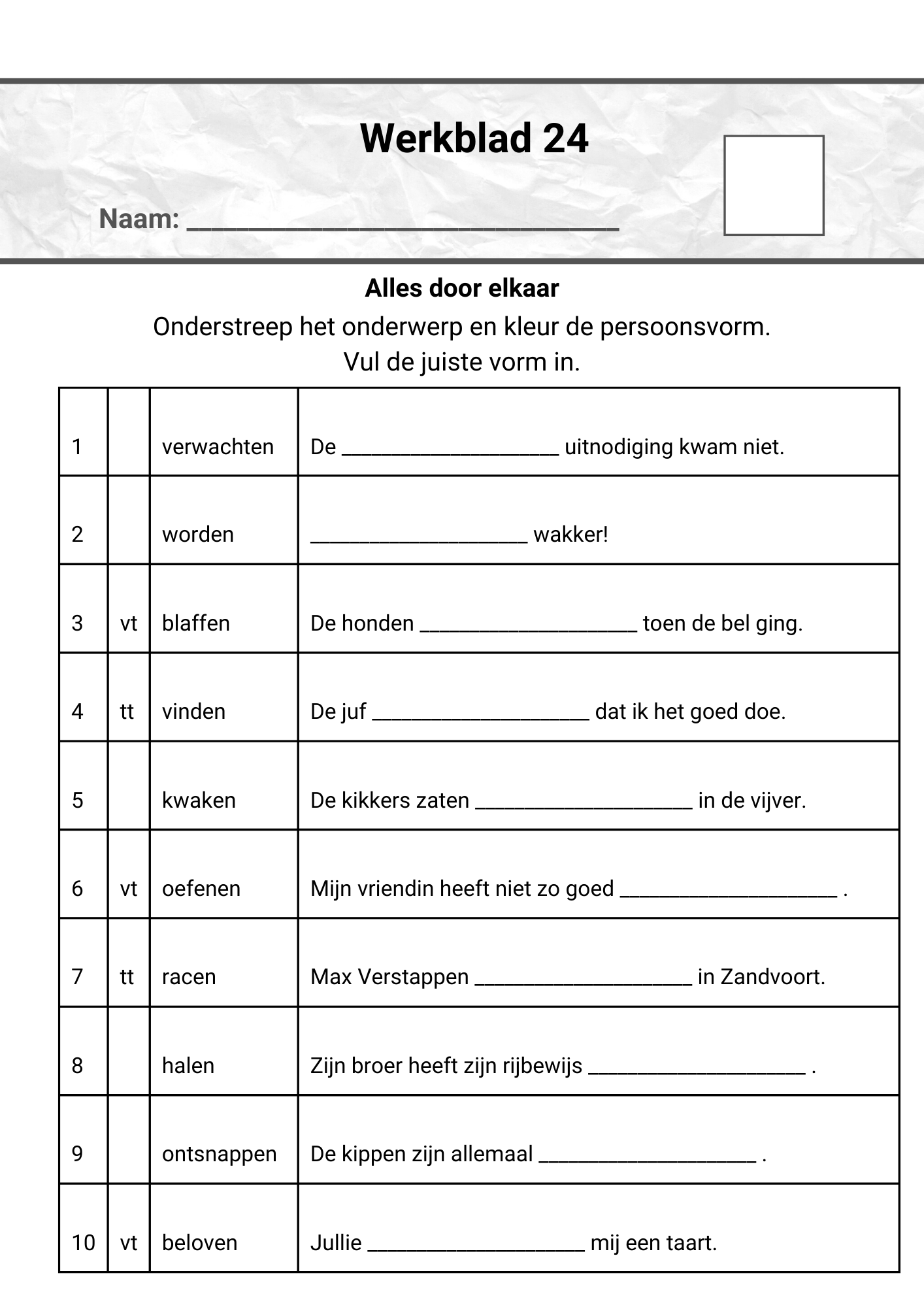 Kampioen in werkwoordspelling! - Deel 2