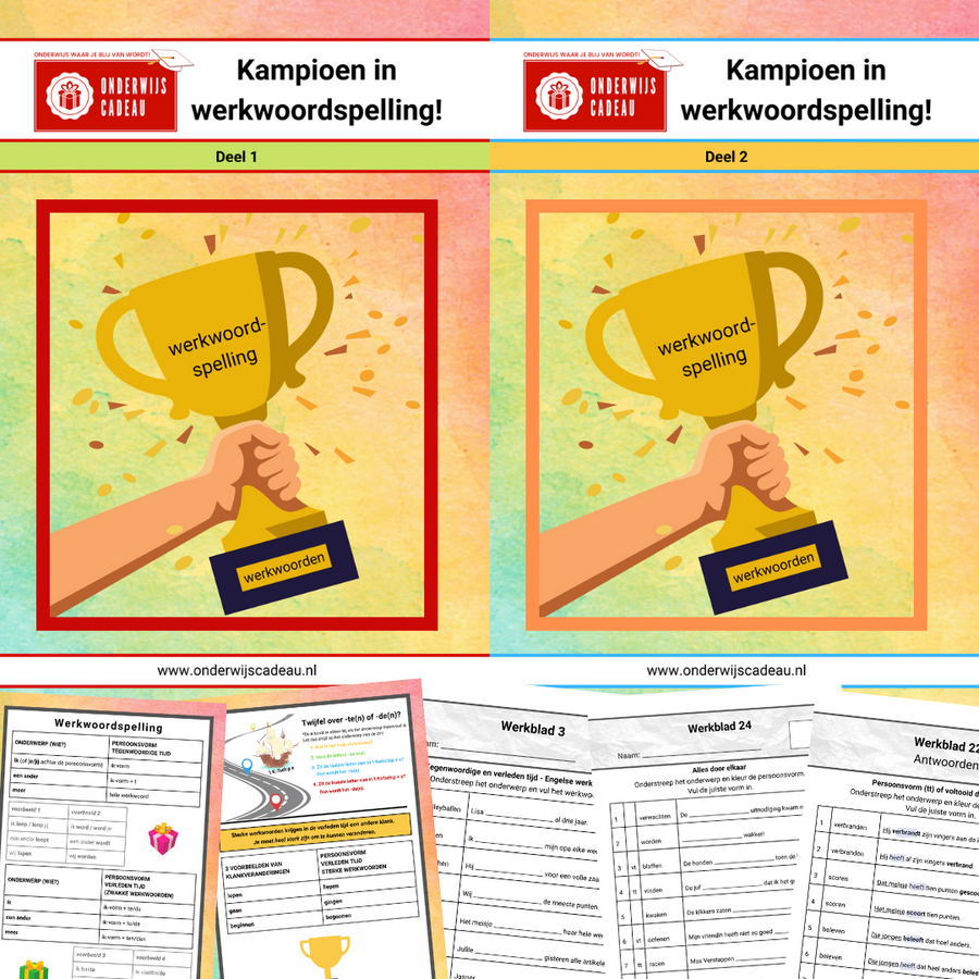 In enkele weken leren de leerlingen in een paar minuten per dag hoe ze werkwoorden goed kunnen schrijven. 